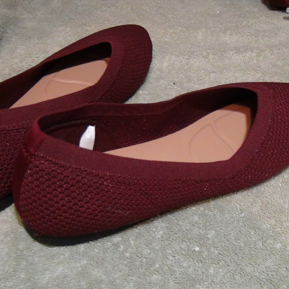 Women's Claire Knit Washable Ballet Flats - A New Day Burgundy 8.5 / 9